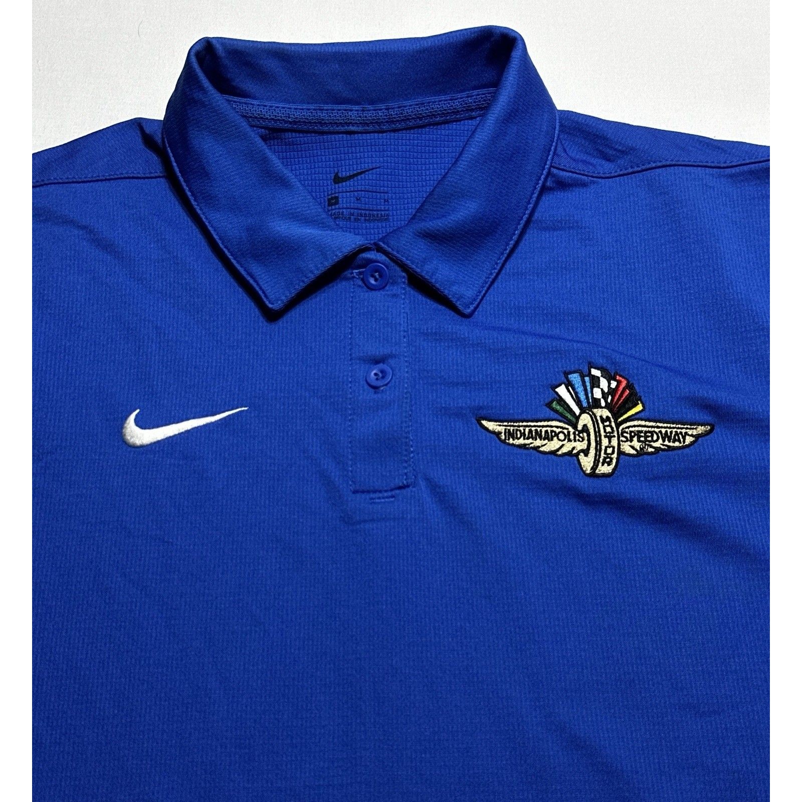 Indianapolis Motor Speedway Nike Polo Medium Indy 500 Racing Golf Shirt Blue